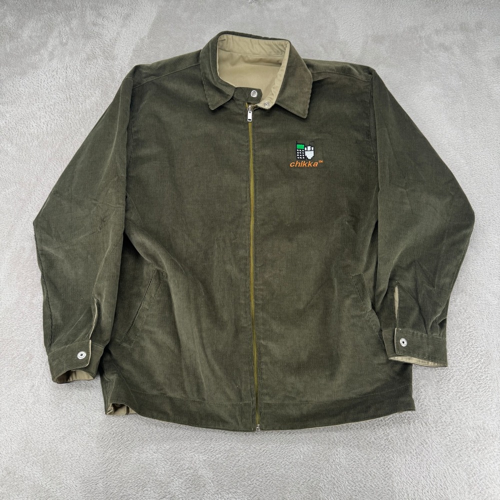Vintage Chikka Mens Reversible Corduroy Jacket XL Green Tan Preowned Tech Promo